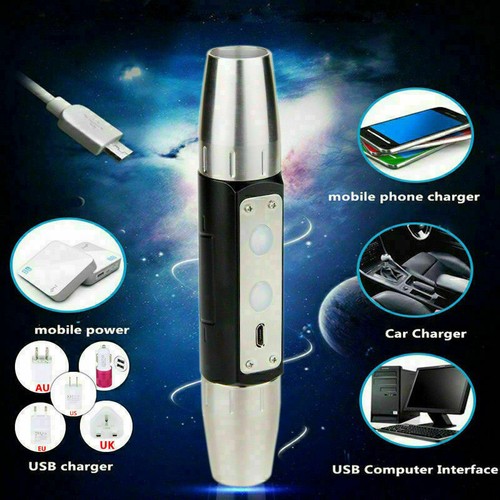 Details about / 365nm 395nm UV Yellow White Light LED USB Flashlight Identification Jade Battery