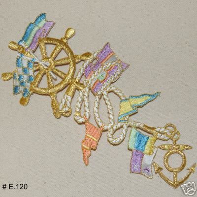 1PC~NAUTICAL ROPE SHIPS WHEEL~IRON ON APPLIQUE PATCH