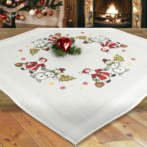Stickpackung Kreuzstich Mitteldecke Weihnachten komplett mit Garn,vorgedruckt
