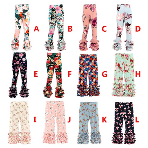 Toddler Baby Girl Ruffle Floral Long Pants Boutique Icing Ruffles Legging Bottom