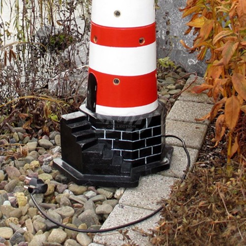 GARTEN LEUCHTTURM AMRUM SYLT 85 cm DOPPELLICHT rot weiß Figur Deko MEER NORDSEE