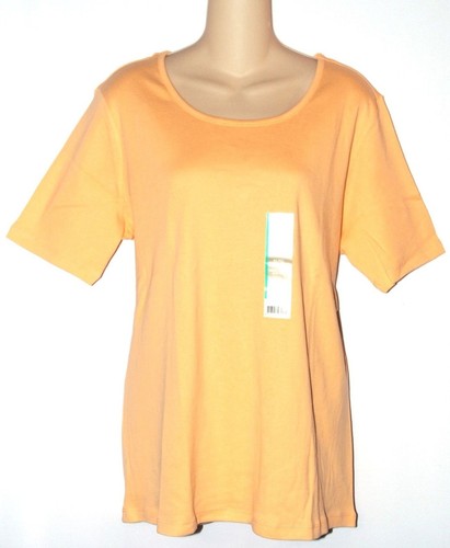 New WHITE STAG Womens Round Crew Neck Cotton Tee Top Short Sleeve Size L or XL