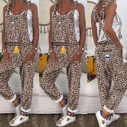 Women Playsuits Strap Bib Pants Overalls Trousers Dungaree Jumpsuits Summer UK