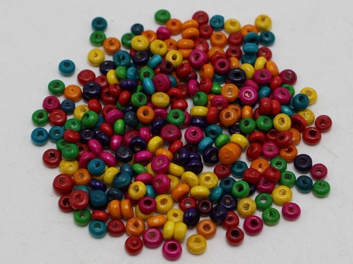 2000 Color Mezclado 3mm Redondos de Madera Semilla Cuentas ~ de madera Espaciador granos