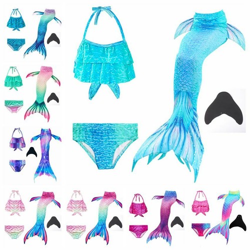 2020 Girls Swimmable Mermaid Tail Bikini Swimwear Set Swimsuit Costume Monofin