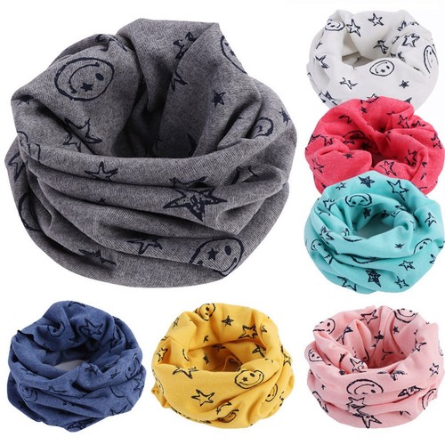 Children Winter Warm Smile Face Stars Neck Sets Scarf Shawl Collar Neckerchief