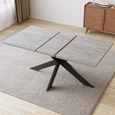 JIEXI 130-170CM Extendable Dining Table.Grey table with Metal tripod.Kitchen