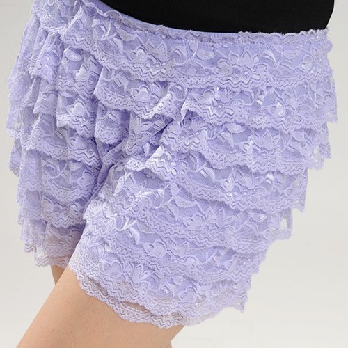 Lady Frilly Tiered Lace Mesh Safety Shorts Knickers Panty Ruffle Underpants Soft