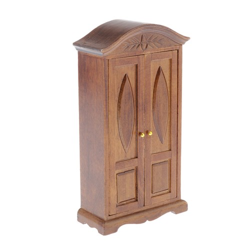 1//12 Miniature Dollhouse 3-layer Display Wardrobe Closet Playhouse Accs Wood