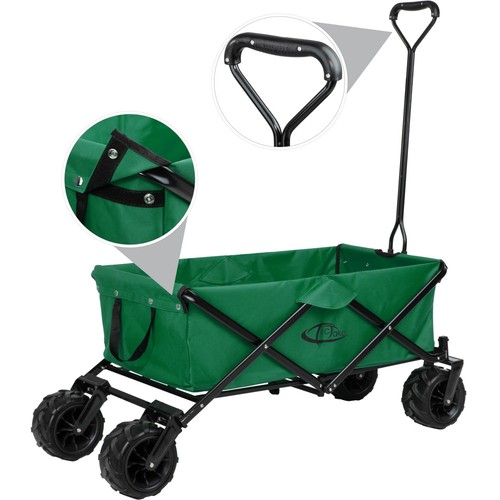 Bollerwagen Faltbar Handwagen Transportwagen Gerätewagen Klappbar Grün Plane