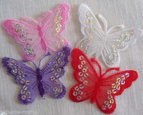 PAPILLON PAILLETÉ 5 x 8 cm ECUSSON Brodé thermocollant