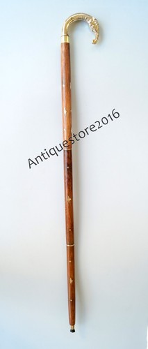 VINTAGE ELEPHANT THREE PIECE WOOD /& BRASS WALKING STICK NAUTICAL BEST GIFT 36/"