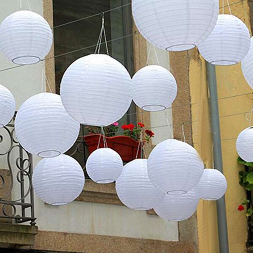 20 Paket Chinesische Runde WeißE Papier Laterne Papier Laternen HäNgende L J8Z2