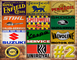 Job Lot 10 x METAL TIN SIGN WALL PLAQUE VINTAGE STYLE GARAGE WORKSHOP #2