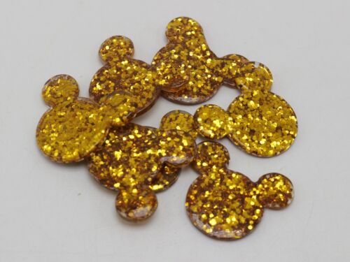20 Flatback Resin Crystal Glitter Mouse Face Cabachons 30X35mm Color for Choice