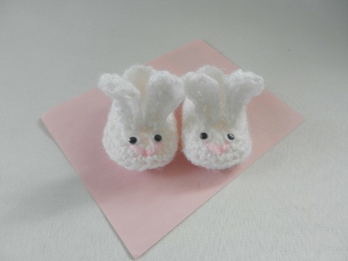 Doll slippers fit 18 inch dolls and many baby dolls crocheted Bunny Slippers
