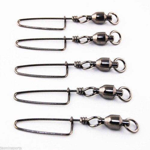 100 x Stainless Steel Fishing Ball Bearings Swivel with Black Nickle Coated Snap
