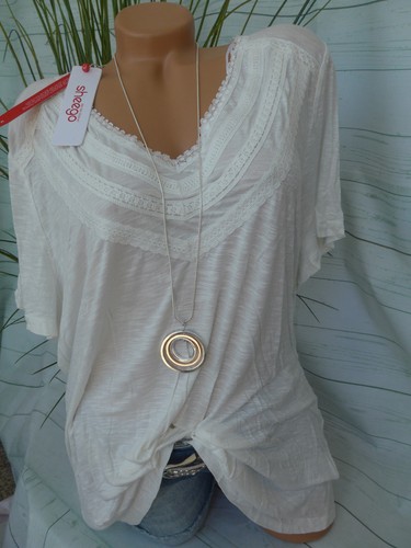 373 40-56 Kurzarm mit Spitze weich fallend Sheego Jersey Tunika Shirt Gr