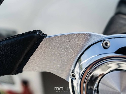 MÖWE Marine Bootslenkrad Havanna Leder schwarz für Maxum Teleflex Ultraflex