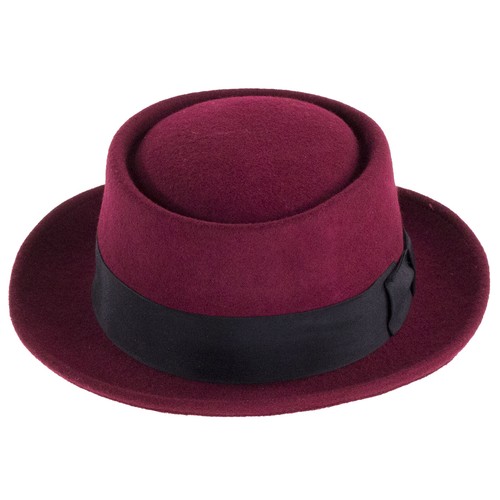 Burgundy Denton Hats Pork Pie