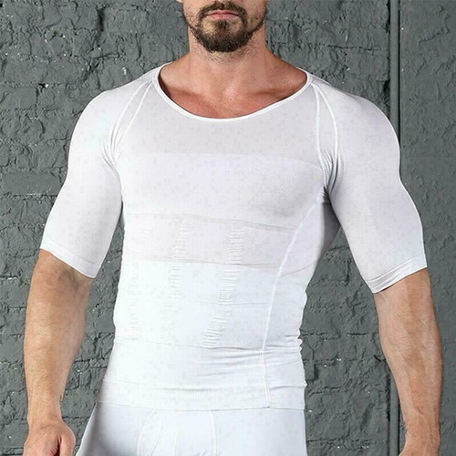 Men/'s Body Shaper Vest Tops Waist Trainer Belly Compression N5A6 T-Shirt P7U4