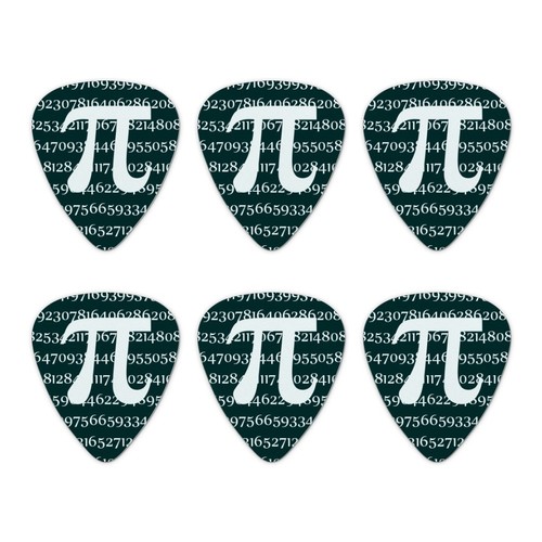 Pi Math Geek Nerd 3.14 Novelty Guitar Picks Medium Gauge Set of 6