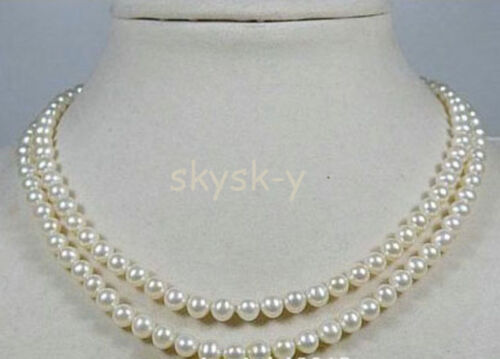 Double Brin 4-4.5mm Blanc AAA Akoya Collier de perles//17-19/" 14k Fine Cadeau