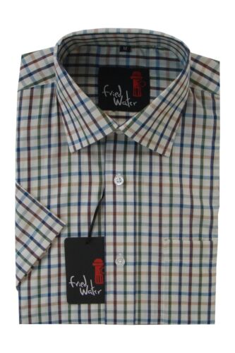 Mens short Sleeve Big Size Summer Check Shirts 2XL 4XL Cotton Blend