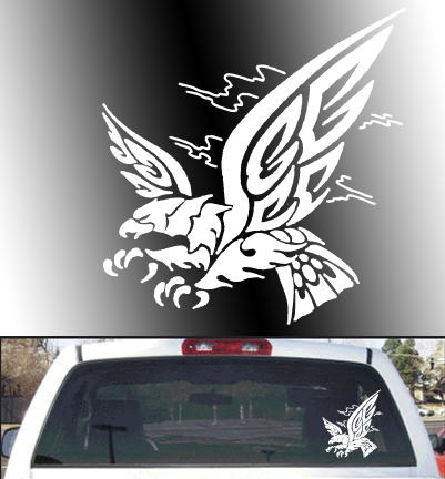 Swooping Eagle rear window decal 12/"x10/" white decal