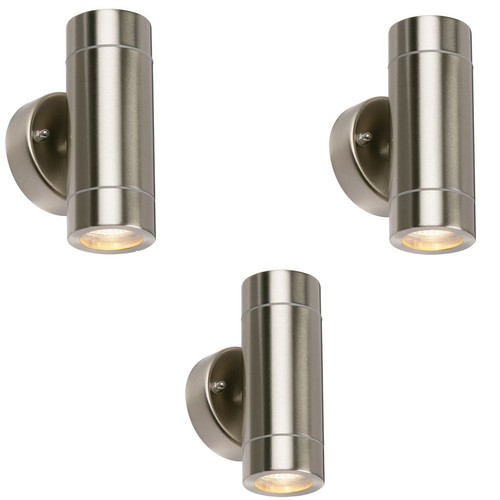 3 x SAXBY 13802 PALIN Up//Down Stainless Steel Indoor//Outdoor Dimmable Wall Light