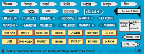 Peddinghaus 3005 1//35 Strassenschilder bei dem Kampf um Bulge