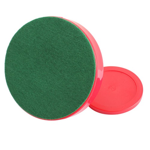 4Pcs Air Hockey Table Goalies with 4pcs Puck Felt Pusher Mallet Grip Red