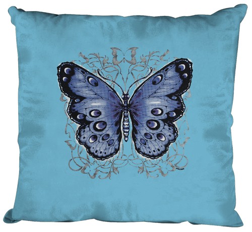 Coussin Oreiller 40 x 40 cm Zierkissen Papillon 06992-1 bleu clair