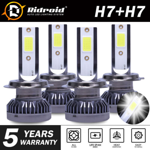 Details about  / 4PCS Mini H7 H7 Combo COB LED Healight Bulbs High Low Beam 3200W 520000LM 6000K