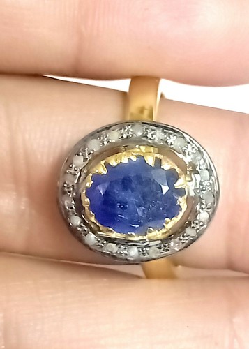 Details about / Natural Blue Sapphire Gemstone Daimond Woman Jewelry 925 Sterling Silver Ring