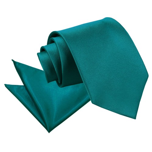 New Premium Satin Solid Plain Wedding Business Prom Classic Mens Tie /& Hanky Set