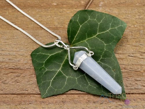 ANGELITE Healing Crystal Point Pendant Bridesmaid Gift E0917 Raw Stone Jewelry