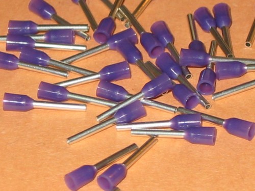 QTY=50 BOOTLACE CRIMPS VIOLET 0.25mm FERRULE CRIMP