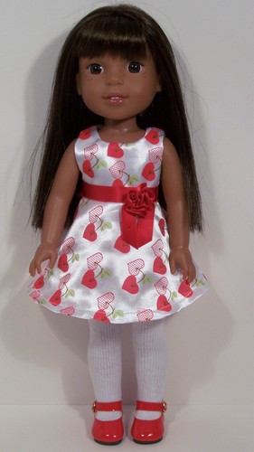 RED Valentine Heart Dress Doll Clothes For 14 AG Wellie Wisher Wishers Debs