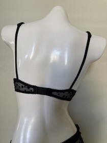 Victoria's Secret PINK Wink Push Up Bra & Cheeky Panty Set Black Stars