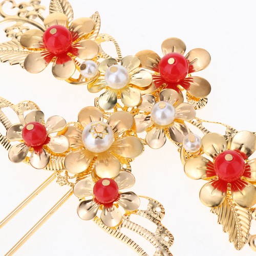 Wedding Bride Hair Comb Hairpins Earrings Flower Pattern Head-wear Accessory