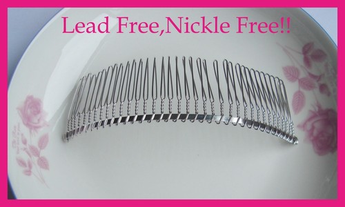 10pcs silver finish 36teeth plain metal hair combs at lead free/&nickle free