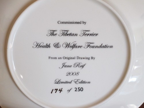 Tibetan Terrier Health and Welfare Jane Reif Commemorative Porcelain Plate