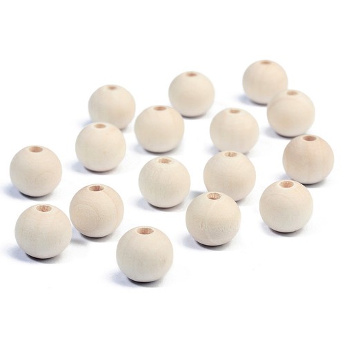 100pcs 6-14 mm blanc naturel en bois Round Loose Spacer Beads À faire soi-même fingings