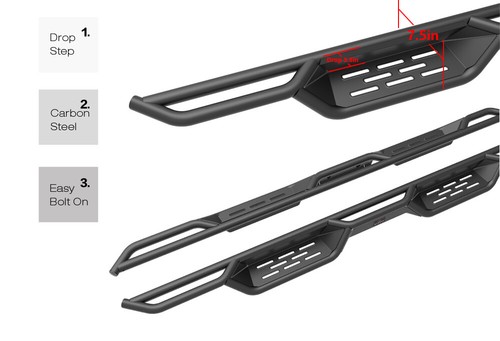 7.5/" Nerf Bars for 15-19 Ford F-150 F-250 F-350 Crew// SuperCrew Cab Side Steps