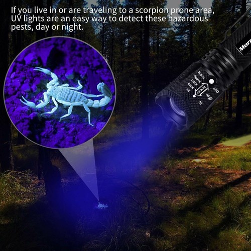 2 x Linterna Táctica LED luz UV ultravioleta 2en1,4 modos,aluminio,impermeable