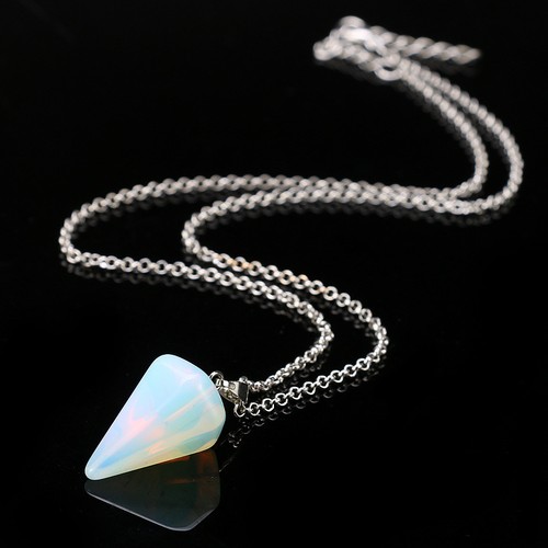 Natural Gemstone Stone Crystal Healing Chakra Reiki Silver Necklace Pendant Bead