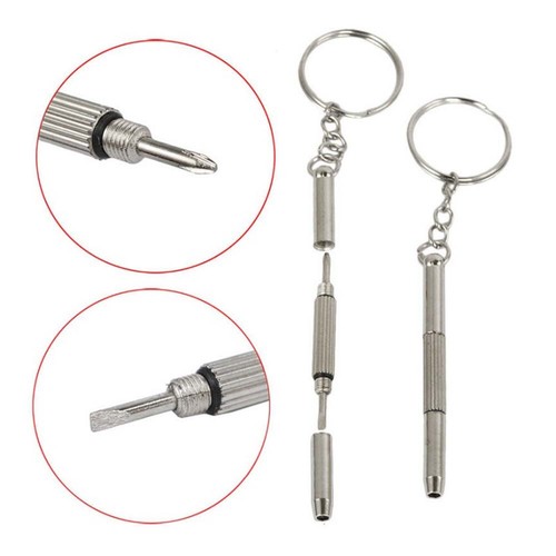 Silver Double-head screwdriver tool multifunctional Metal key chain Mini Tool