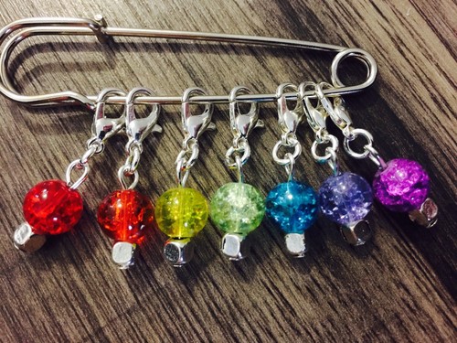 mostradores De Vidrio Crujido Cuentas Chakra del arco iris Marcadores de punto de ganchillo//tejer