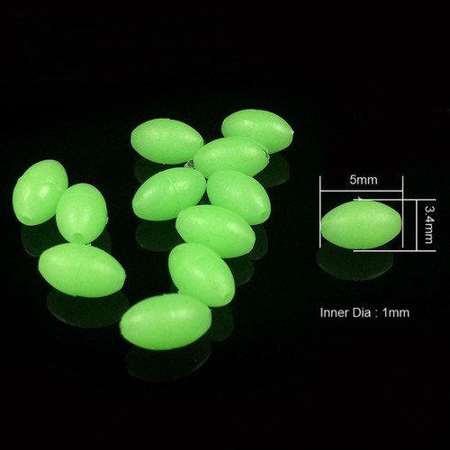 100pcs 3.4 x 5mm Soft Plastic Luminous Glow Fishing Beads Sea Fishing Lure Float